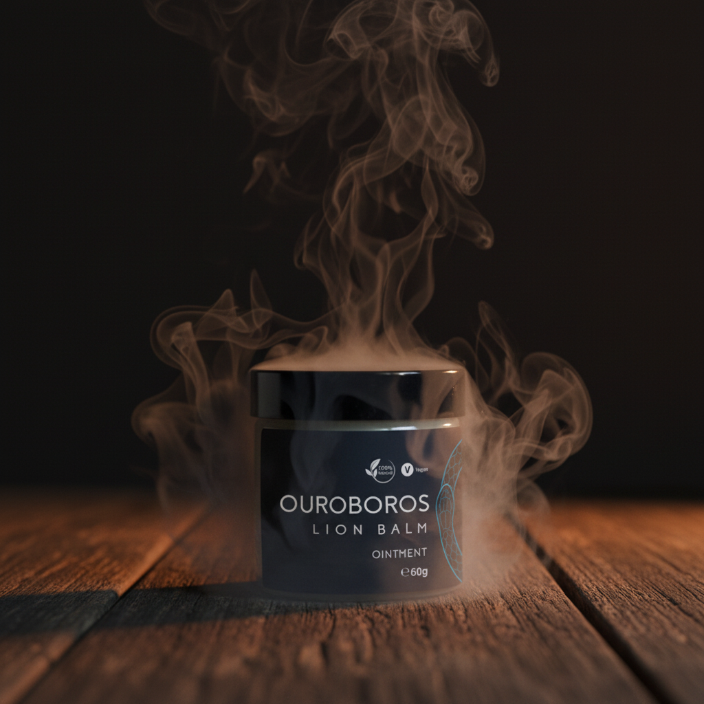 Lion Balm Packshot with Steam & Wood